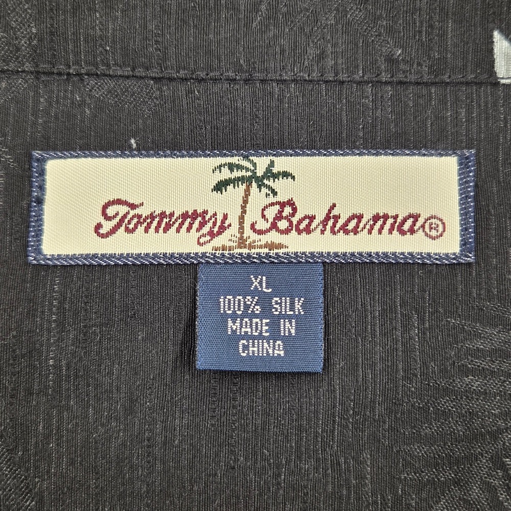 Tommy Bahama Silk Hula Girl Floral Hawaiian Camp Shirt Button Up Black Mens XL - Picture 5 of 7